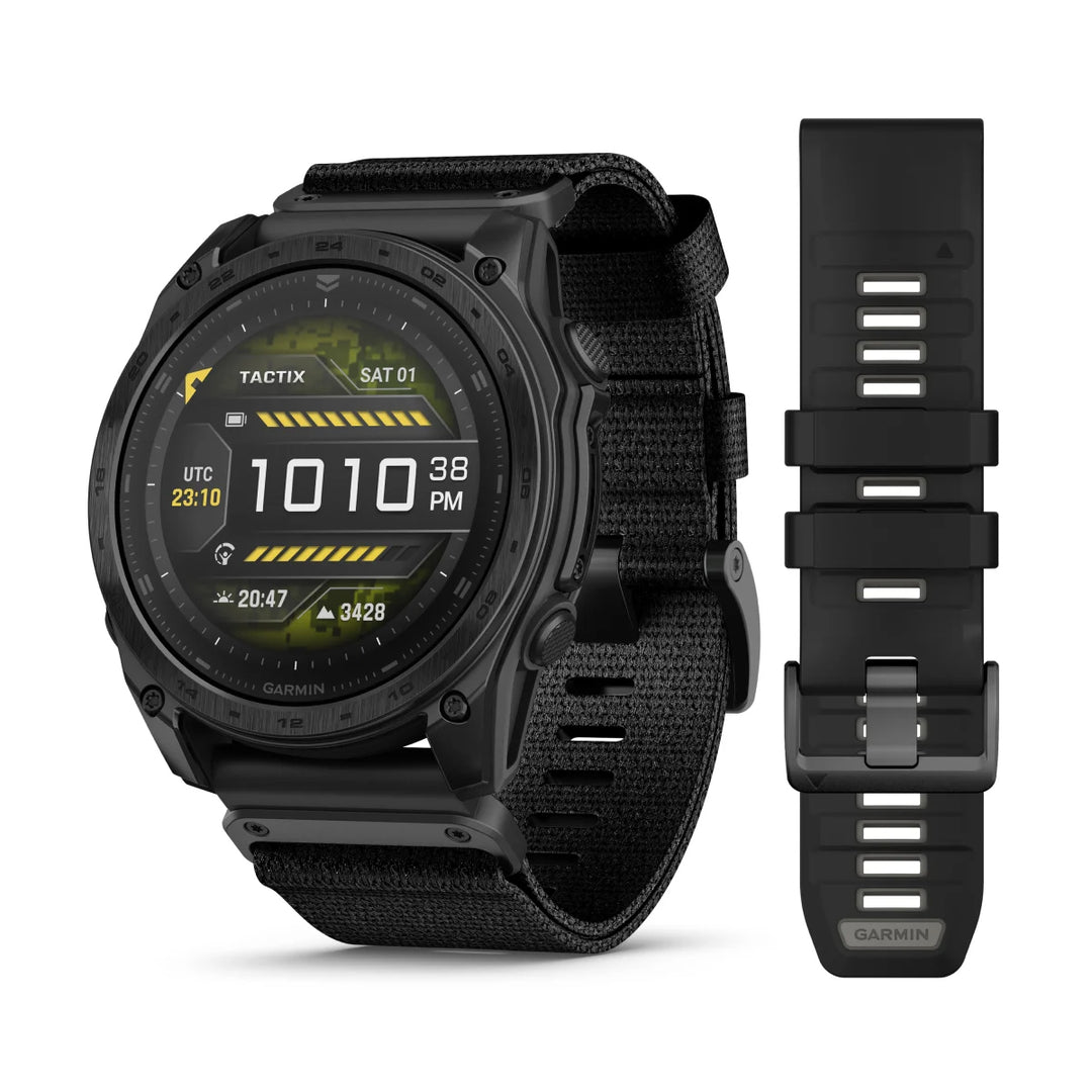 Garmin Tactix 8, 51 mm Amoled Sapphire Lens Black Dlc Titanium With Black Nylon Band And A Black/Pebble Grey Silicone Band