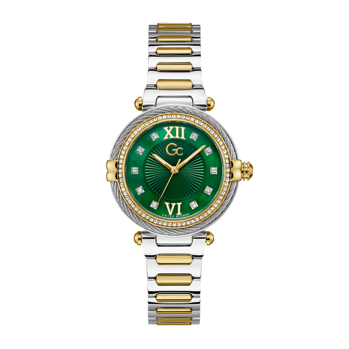 GC Women's Watch Silver & Gold Case Green Dial Quartz