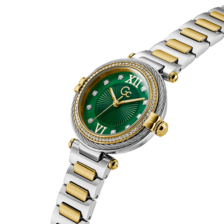 GC Women's Watch Silver & Gold Case Green Dial Quartz