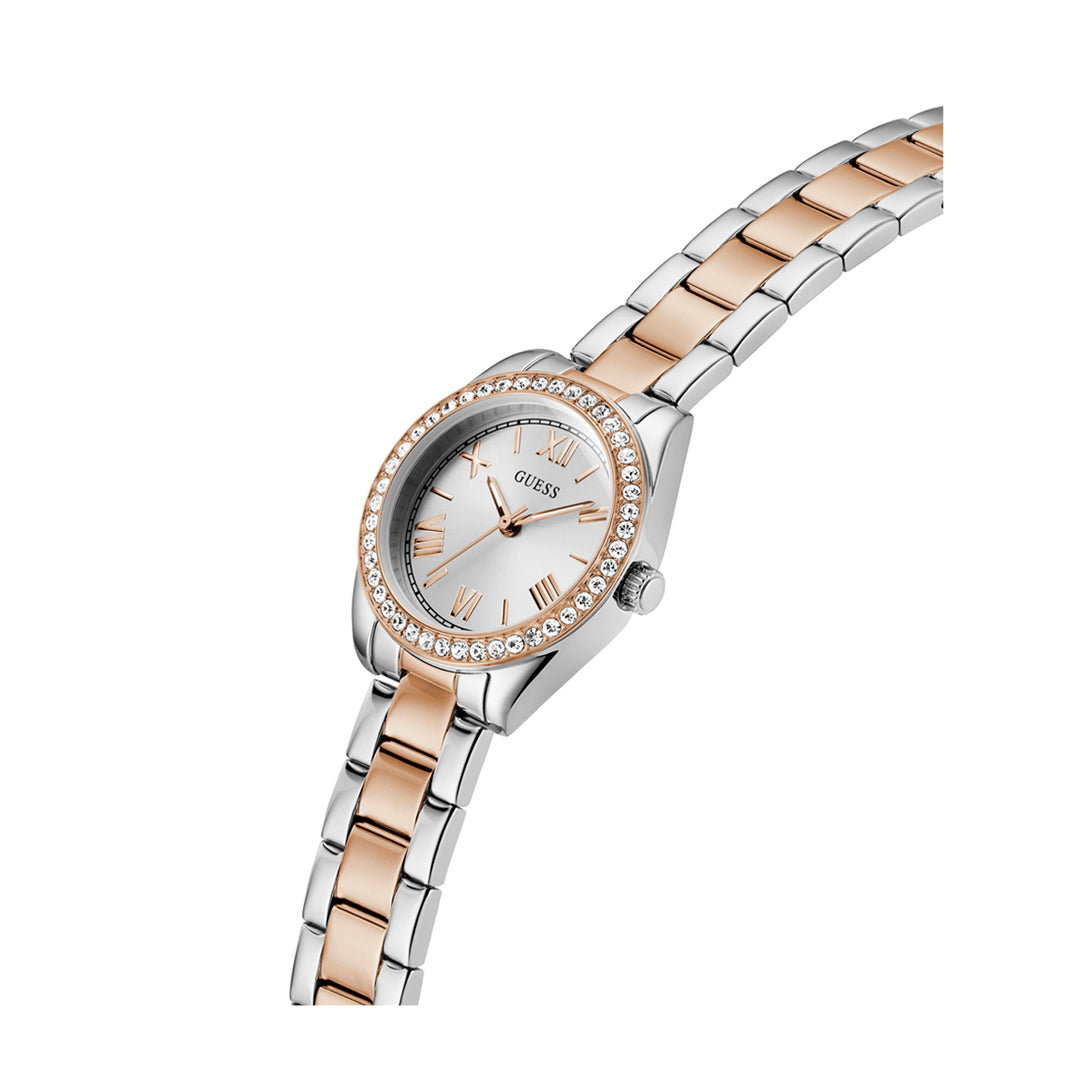 Guess Women's Watch Silver & Rose Gold Tone Case Silver Dial Quartz