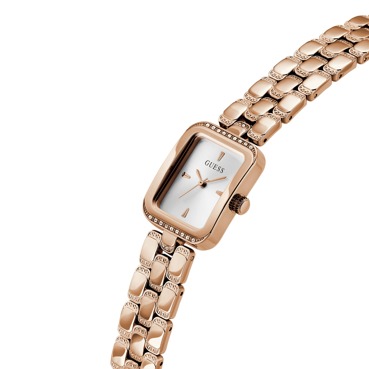ساعة جس نسائية، هيكل بلون ذهبي وردي، ميناء فضي، كوارتز