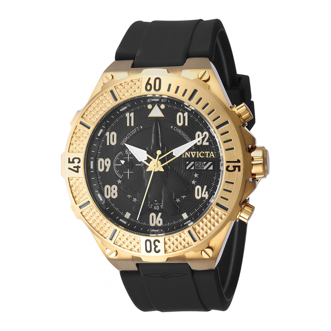INVICTA Aviator Men 50mm Stainless Steel Gold Black dial VD5F Quartz
