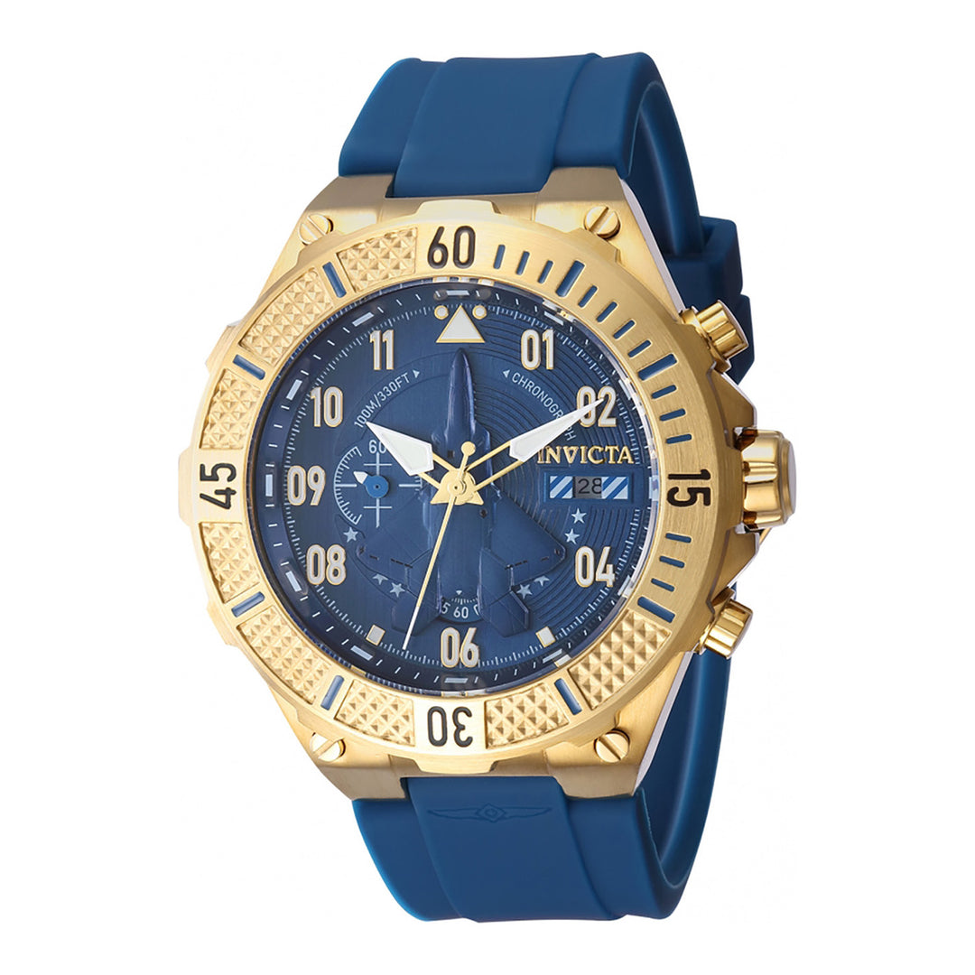 INVICTA Aviator Men 50mm Stainless Steel Gold Blue dial VD5F Quartz
