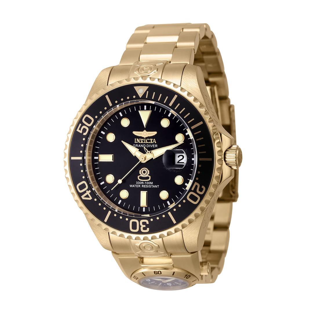 INVICTA Pro Diver Men 47mm Stainless Steel Gold Black dial NH35A Automatic