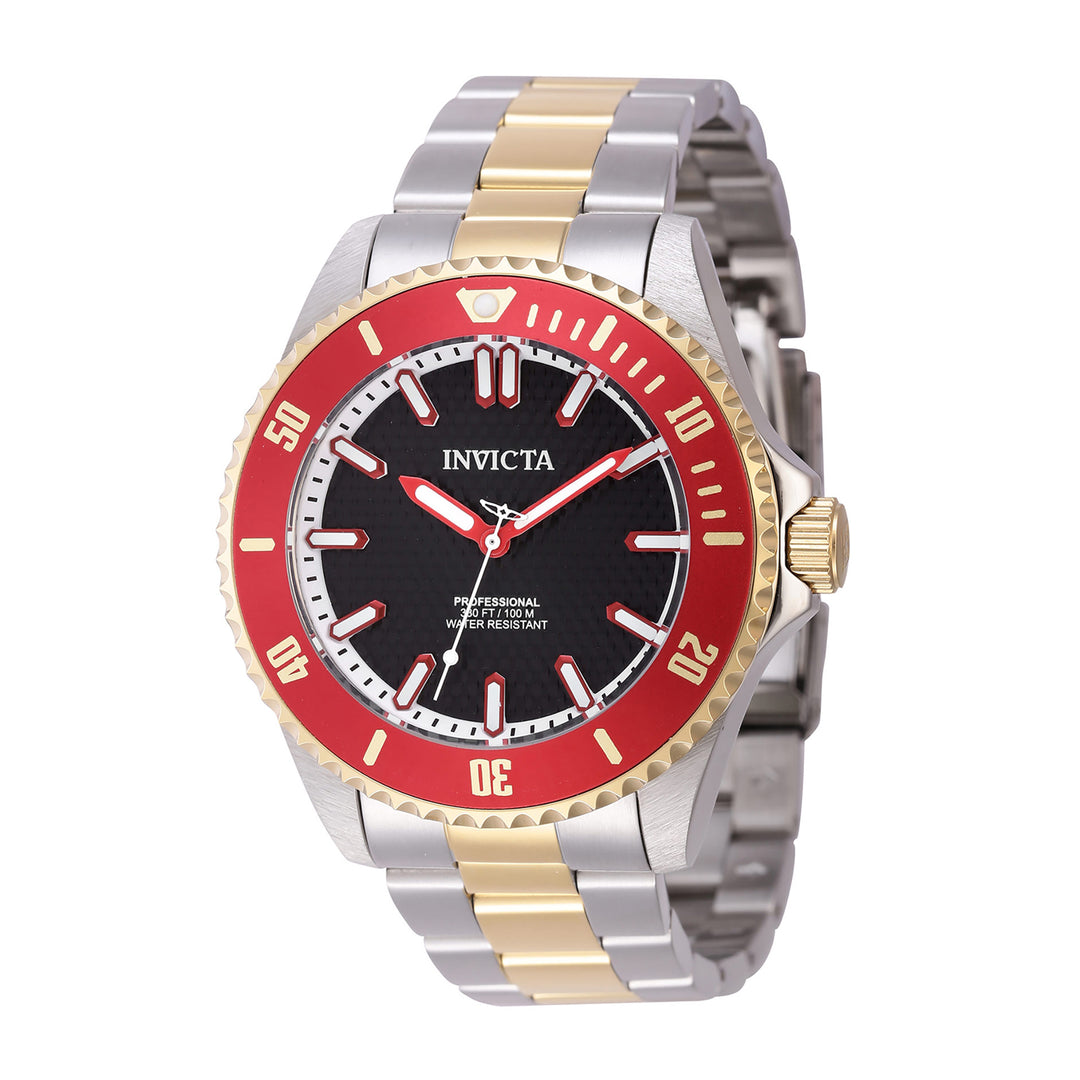 INVICTA Pro Diver Men 44mm Stainless Steel Gold + Steel Black dial PC21J Quartz