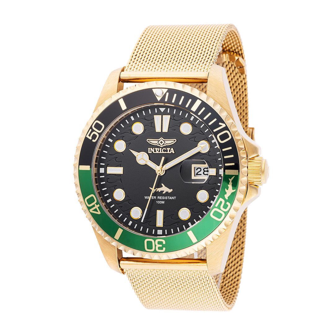 INVICTA Pro Diver Men 43mm Stainless Steel Gold Black dial PC32 Quartz