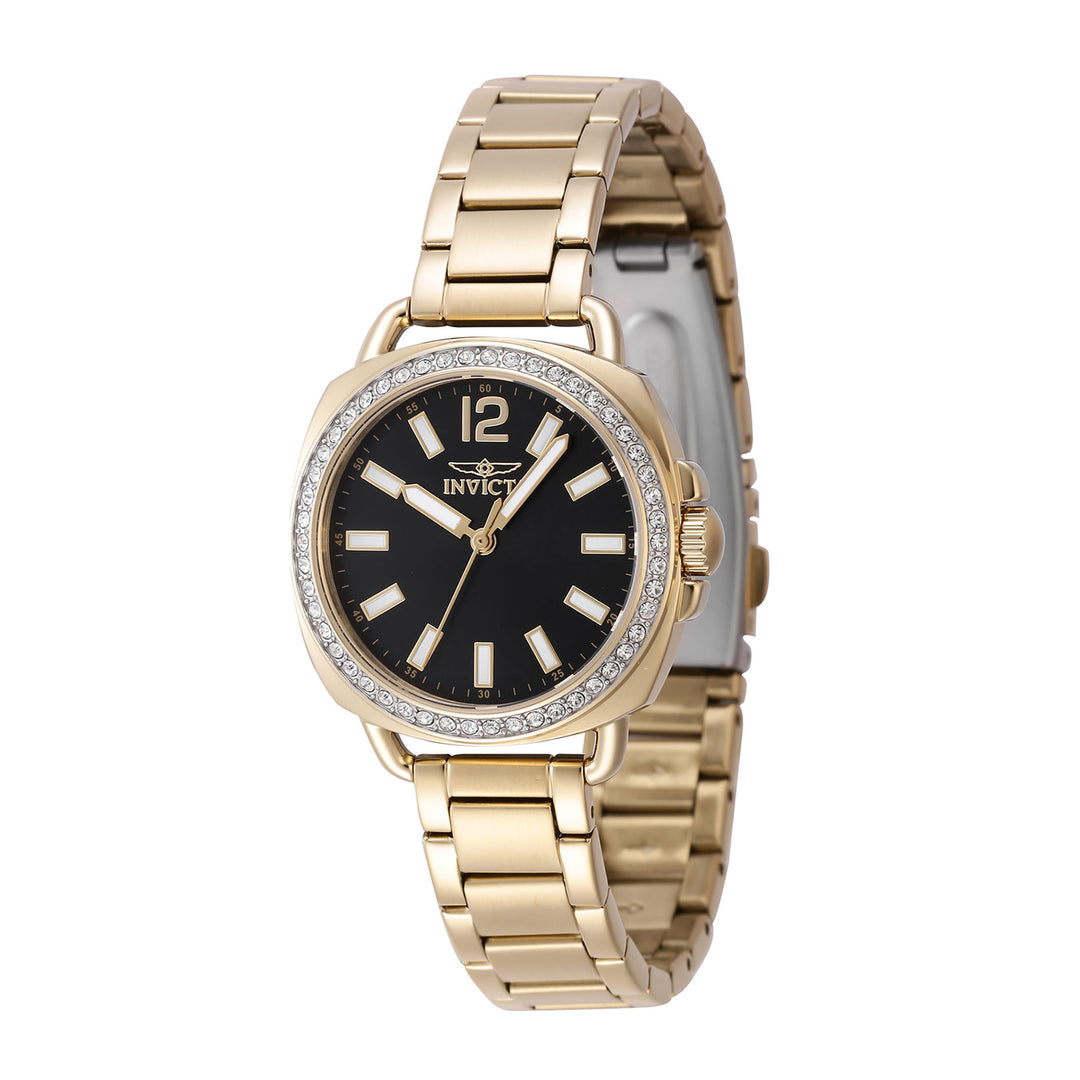 INVICTA Wildflower Lady 32mm Stainless Steel Gold Black dial PC21 Quartz