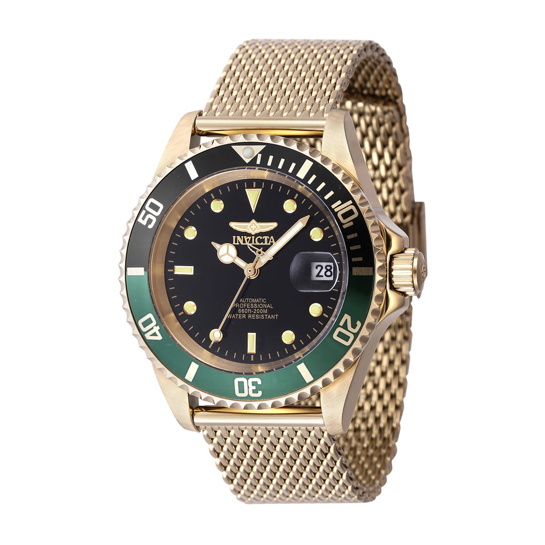 INVICTA Pro Diver Men 40mm Stainless Steel Gold Black dial 8215 Automatic
