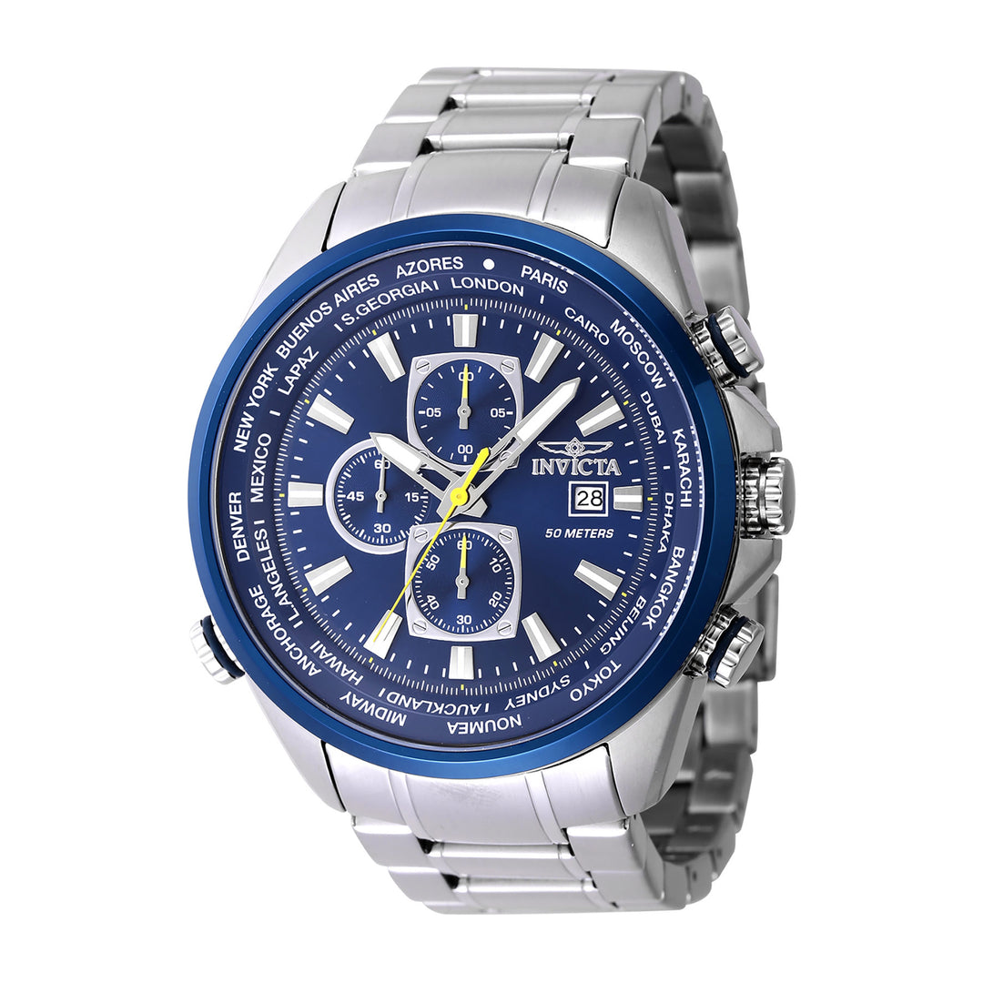 INVICTA Aviator Men 50mm Stainless Steel Blue + Steel Blue dial VD57 Quartz