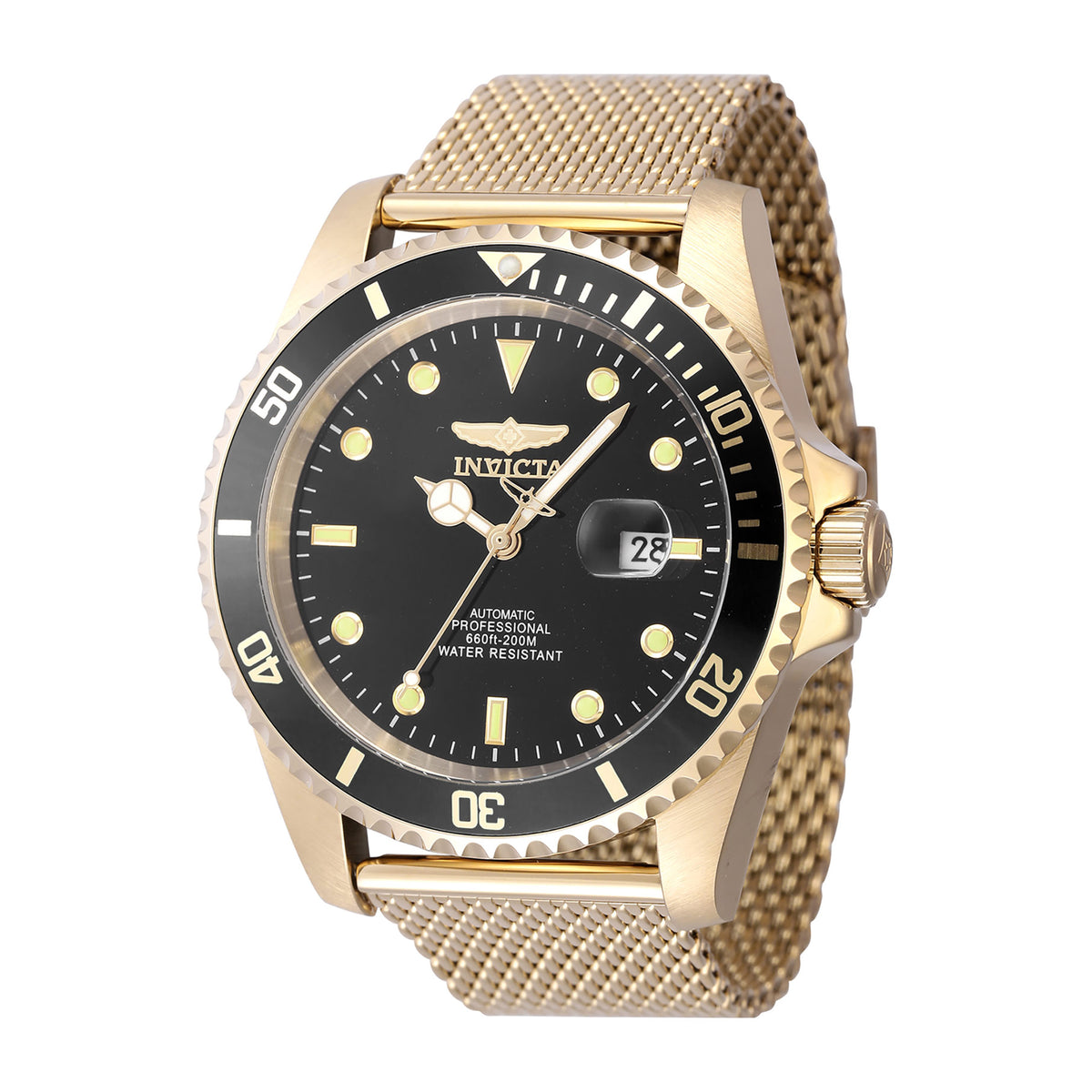 Invicta Pro Diver Men 47mm Stainless Steel Gold Black dial 8215 Automatic
