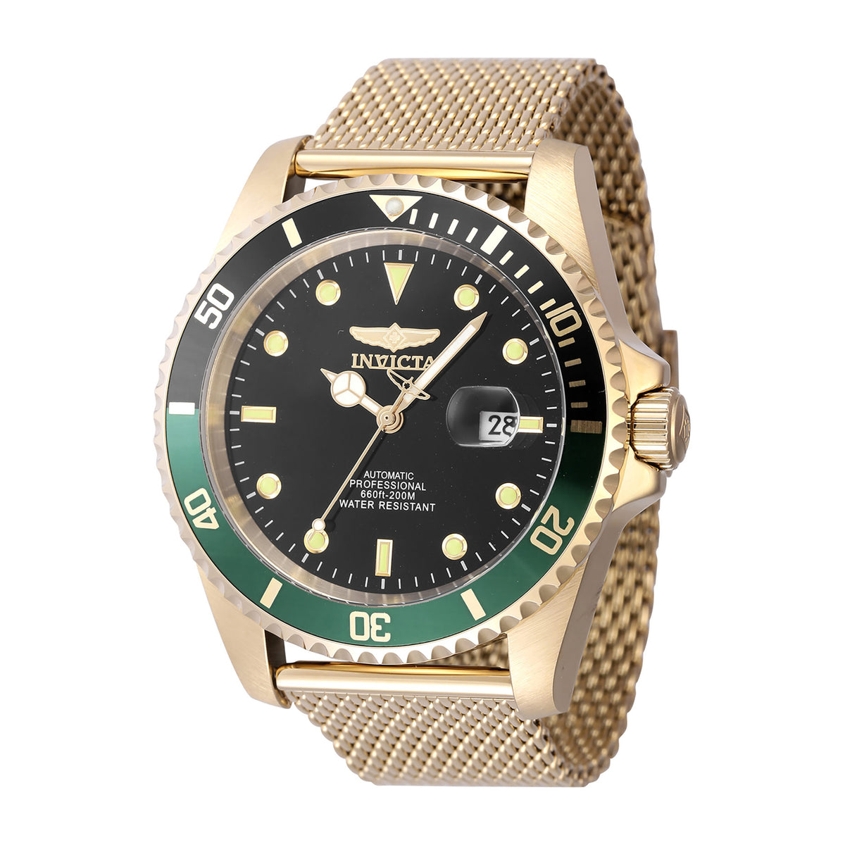 Invicta Pro Diver Men 47mm Stainless Steel Gold Black dial 8215 Automatic