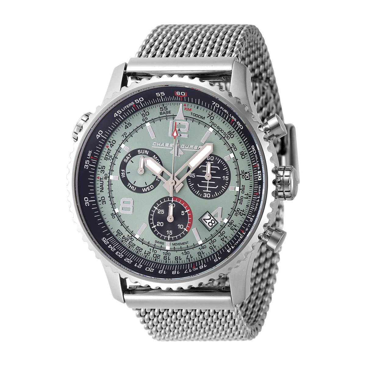 Chase Durer Flight Commander Men 49.5mm Stainless Steel Steel Light Green dial Z60 Fe Quartz