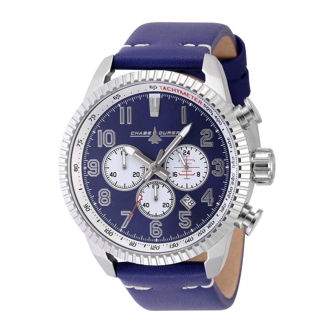 CHASE DURER Flight Commander One Men 46.00mm Stainless Steel Steel Blue+White+Antique Silver dial VD53 Quartz