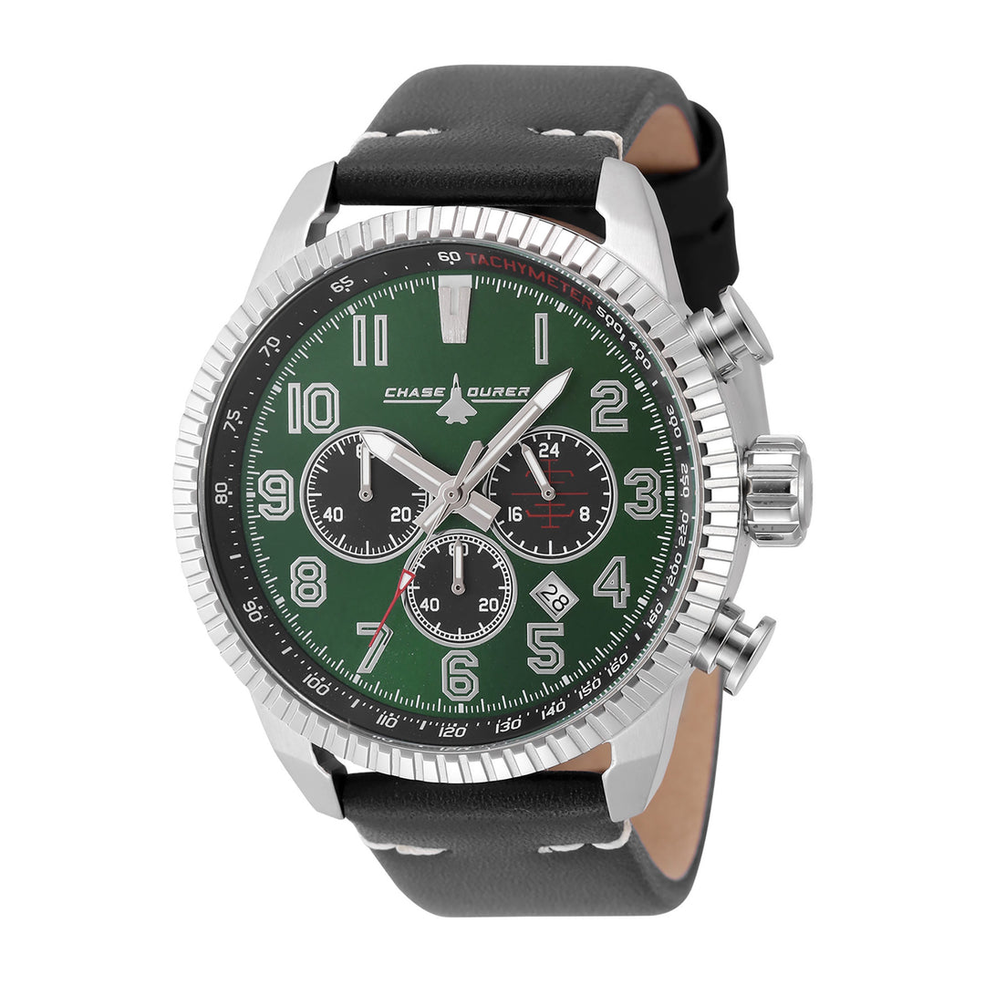 CHASE DURER Flight Commander One Men 46.00mm Stainless Steel Steel Black+Green dial VD53 Quartz
