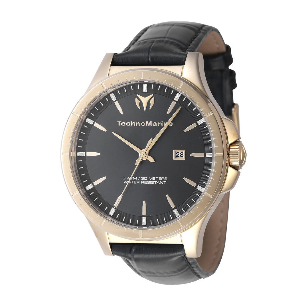 TECHNOMARINE MoonSun Men 45mm Stainless Steel Gold Charcoal dial PC32 Quartz