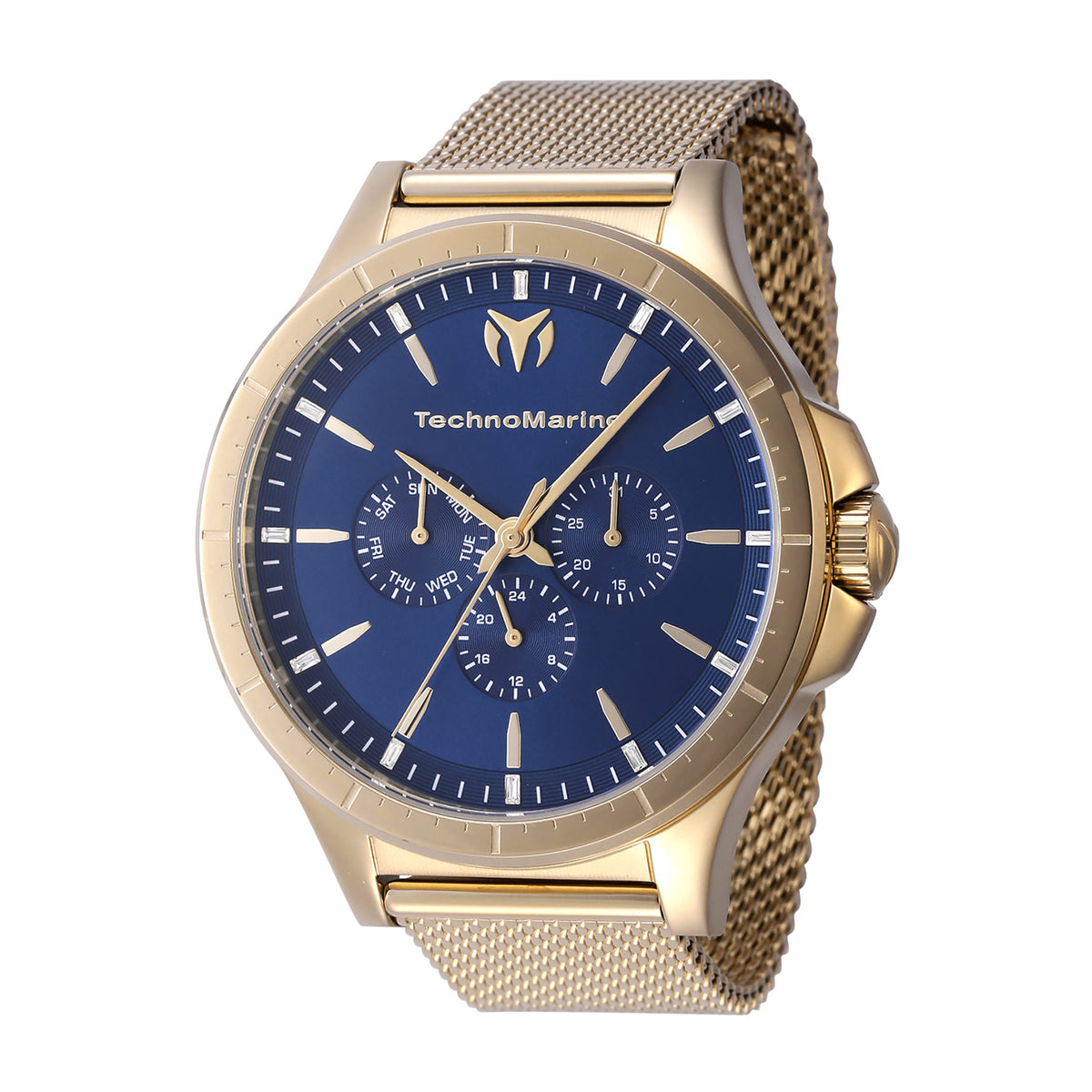 Technomarine MoonSun Men 45mm Stainless Steel Gold Blue dial VH63 Quartz