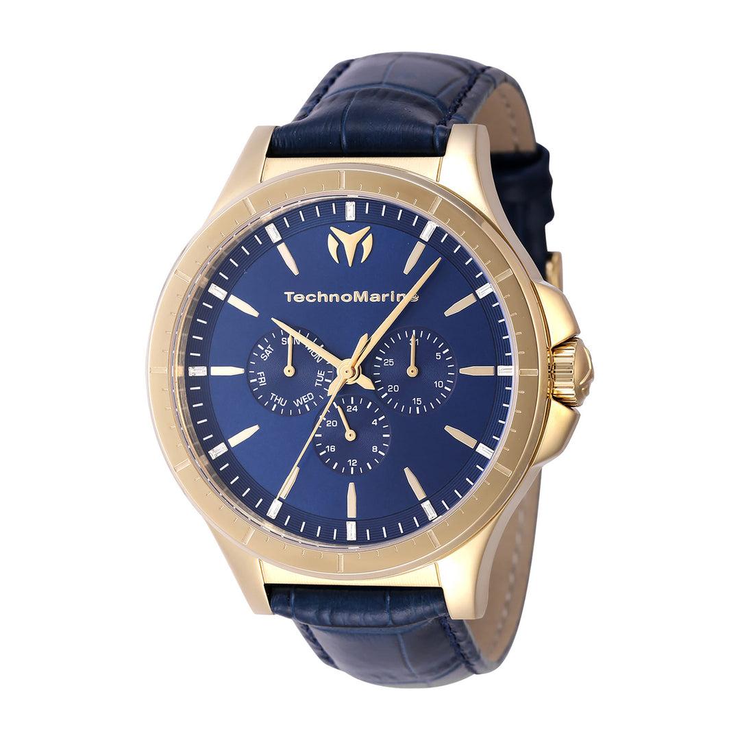 TECHNOMARINE MoonSun Men 45mm Stainless Steel Gold Blue dial VH63 Quartz