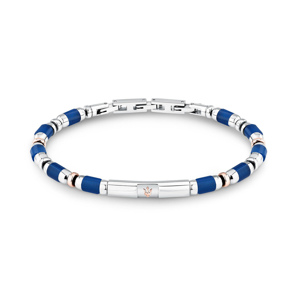 مازيراتي آيكونيك BR. لون أزرق عقيقي ومعدن وردي مطلي (IP RG) بمقاس 19+3 سم