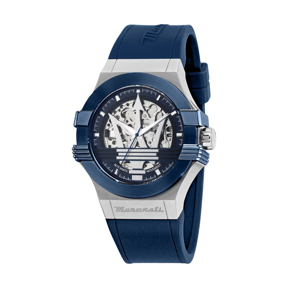 MASERATI POTENZA AUTO 42MM BLK+BLUE DIAL BLUE ST