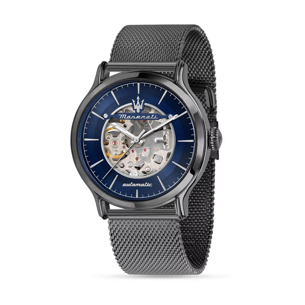MASERATI EPOCA 42MM AUTO BLUE DIAL MESH BR D.GUN