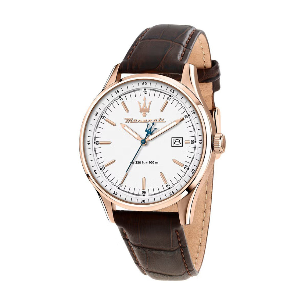 MASERATI SORPASSO 42MM 3H W/SILVER DIAL BROWN ST