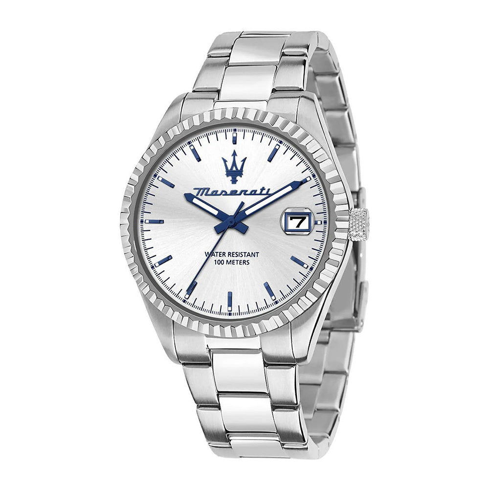 COMPETIZIONE 43MM 3H SILVER DIAL SS BR