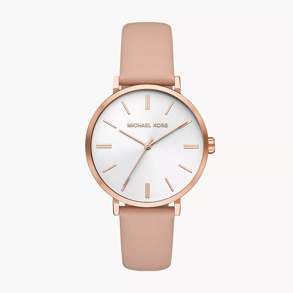 Michael Kors Addyson Three-Hand Pink Leather Watch