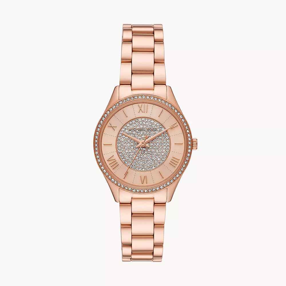 Michael Kors Lauryn Three-Hand Rose Gold-Tone Stainless Steel Watch