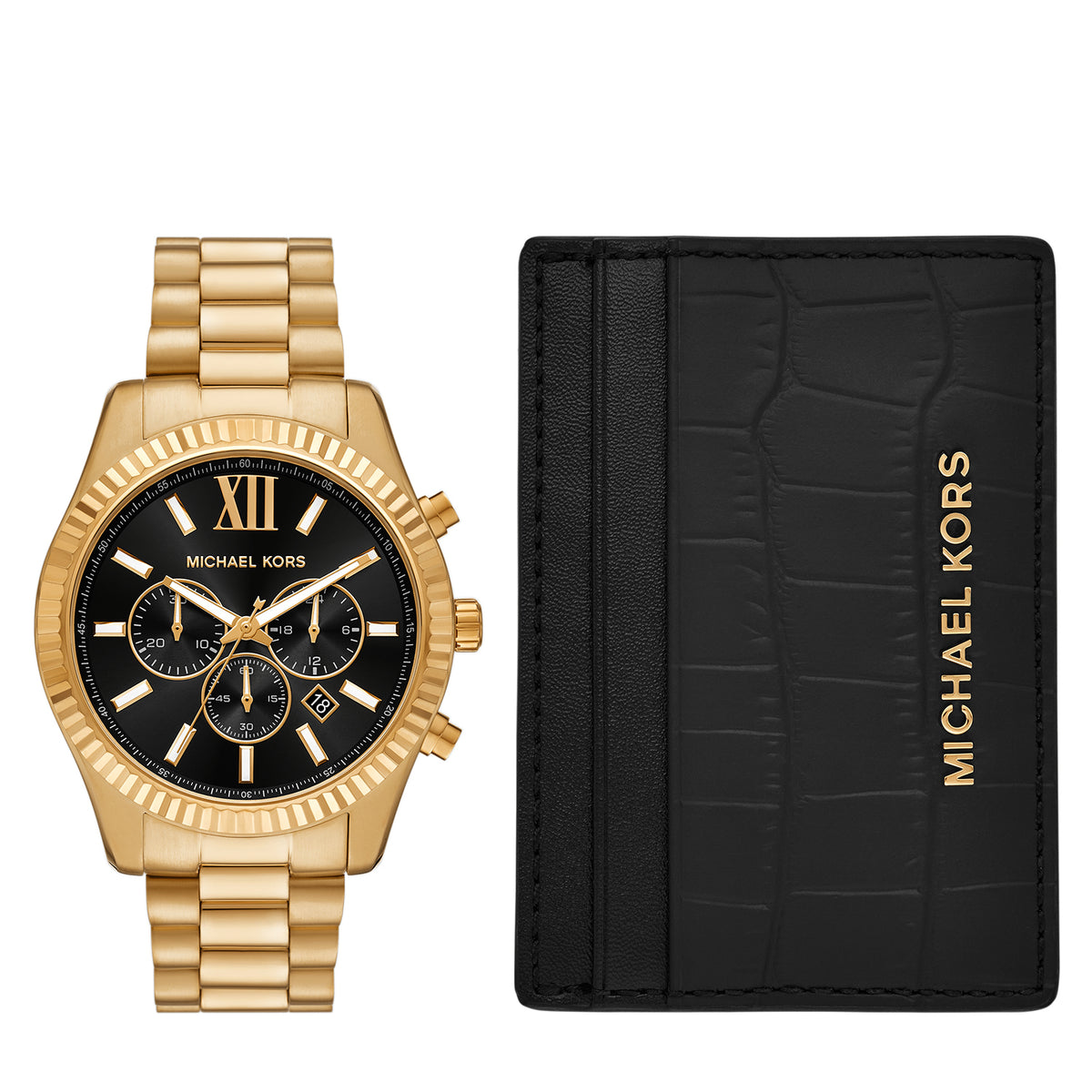 Michael Kors Men's Lexington Chronograph Gold-Tone Stainless Steel Watch Set