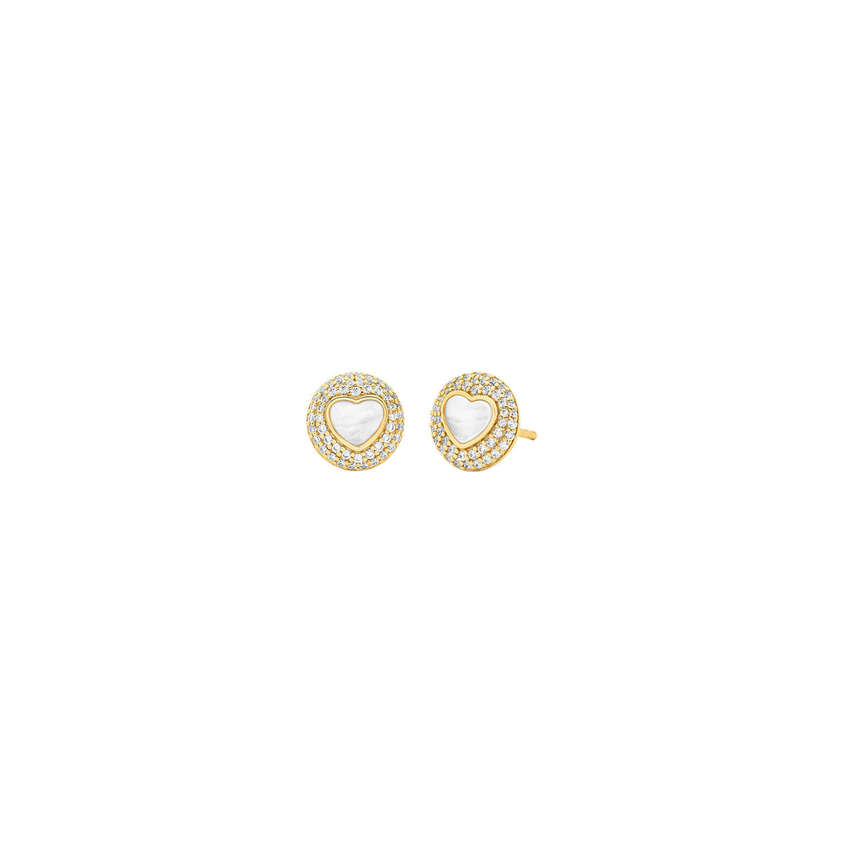 Michael Kors Women's 14k Gold Plated Sterling Silver MOP Heart Stud Earrings