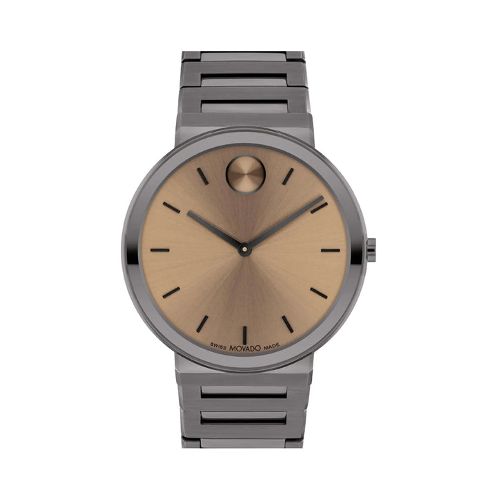 Movado Bold Men's Watch Grey Tone Case Clay Dial Quartz