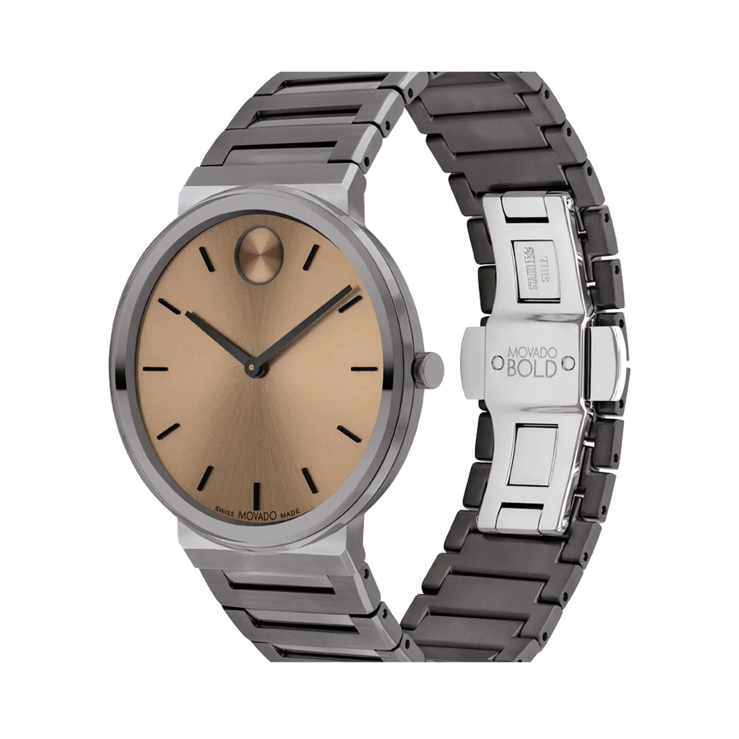 Movado Bold Men's Watch Grey Tone Case Clay Dial Quartz
