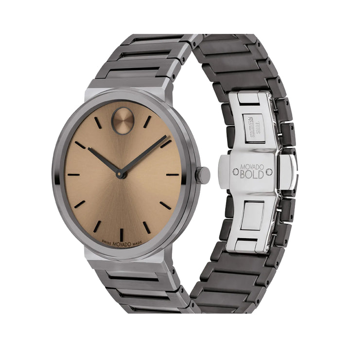Movado Bold Men's Watch Grey Tone Case Clay Dial Quartz