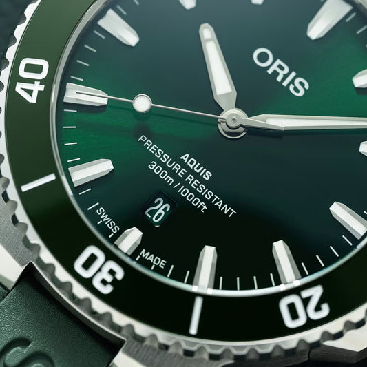 Oris Men's Silver Tone Case Green Dial Automatic Watch