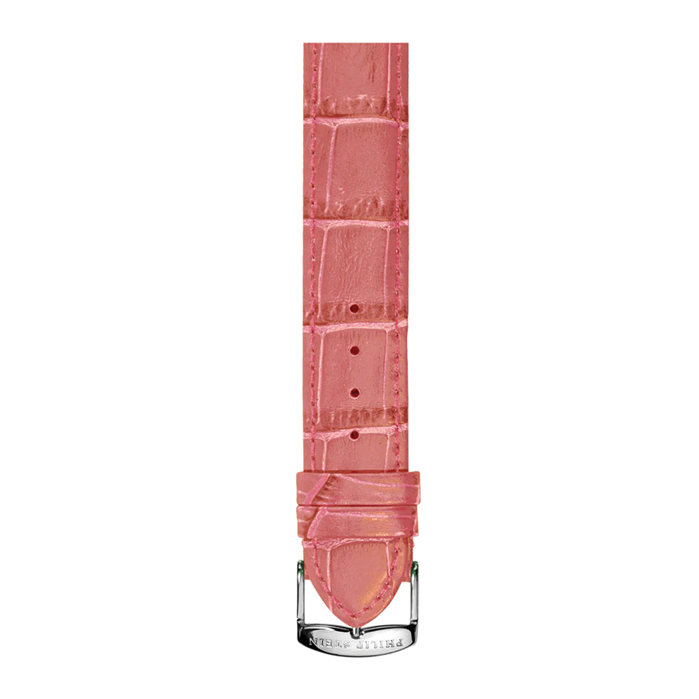 PHILIP STEIN Signature Calf Stitched Alligator-print Rose Shiny Strap Size 1