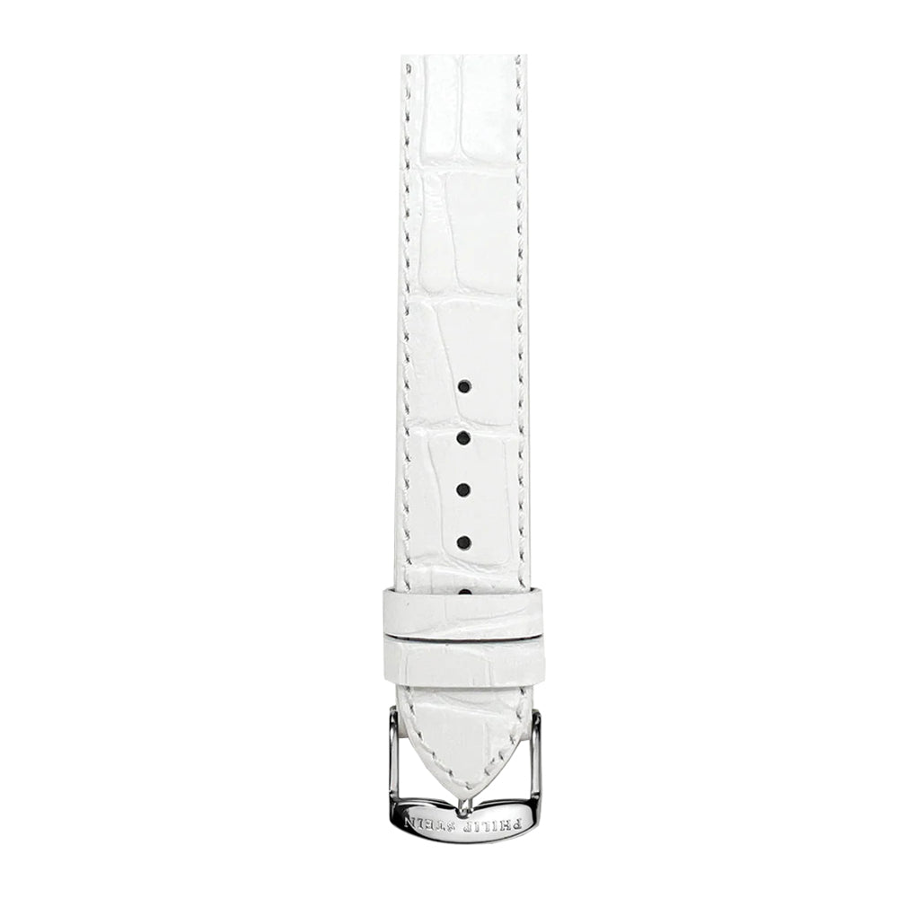 PHILIP STEIN Signature Calf Stitch Alligator-print White Strap Size 2