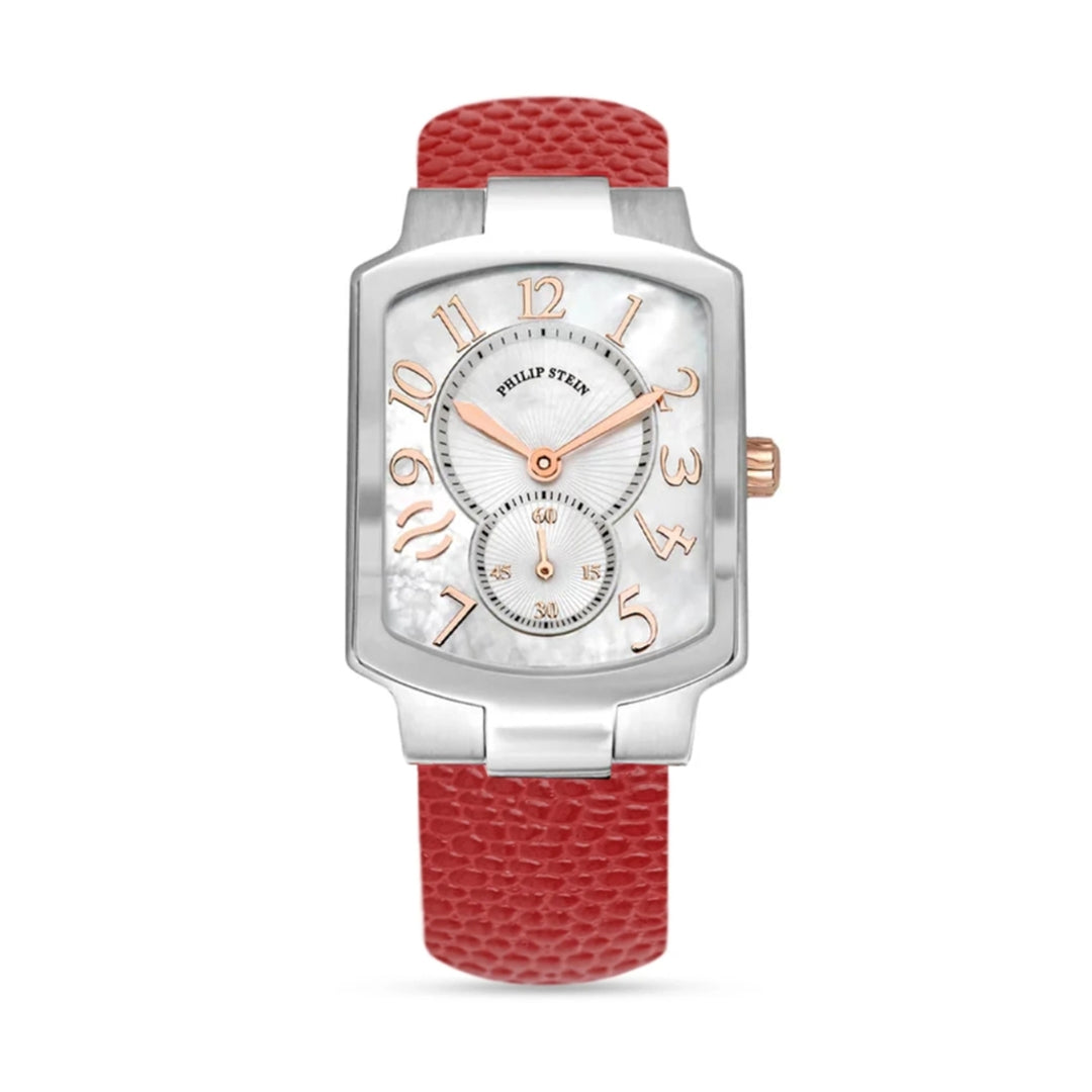 Philip Stein Women's Classic Square Watch with MOP Dial and RG Accents