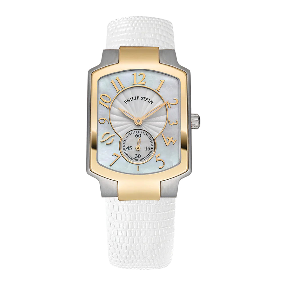 Philip Stein Women's Classic Square Two-tone Gold-plated Watch with MOP Dial