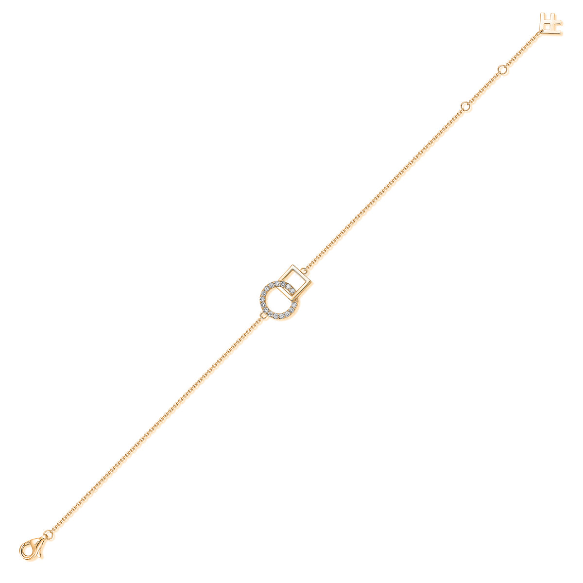 Interlocking Circle & Square Natural Diamond Bracelet in 18K Yellow Gold CK174813