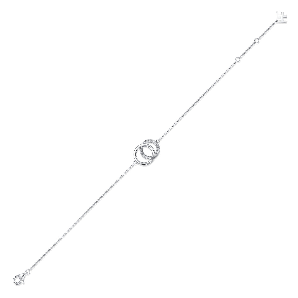 Interlocking Circles Natural Diamond Bracelet in 18K White Gold CK174789