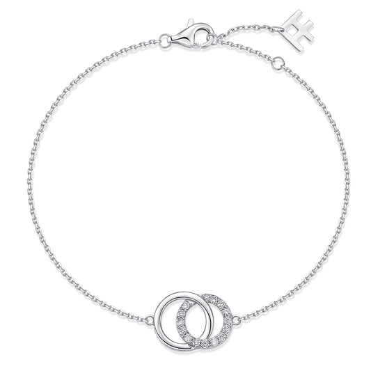 Interlocking Circles Natural Diamond Bracelet in 18K White Gold CK174790