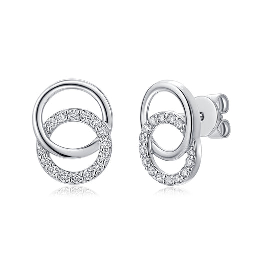 Interlocking Circles Natural Diamond Earrings in 18K White Gold CK174582