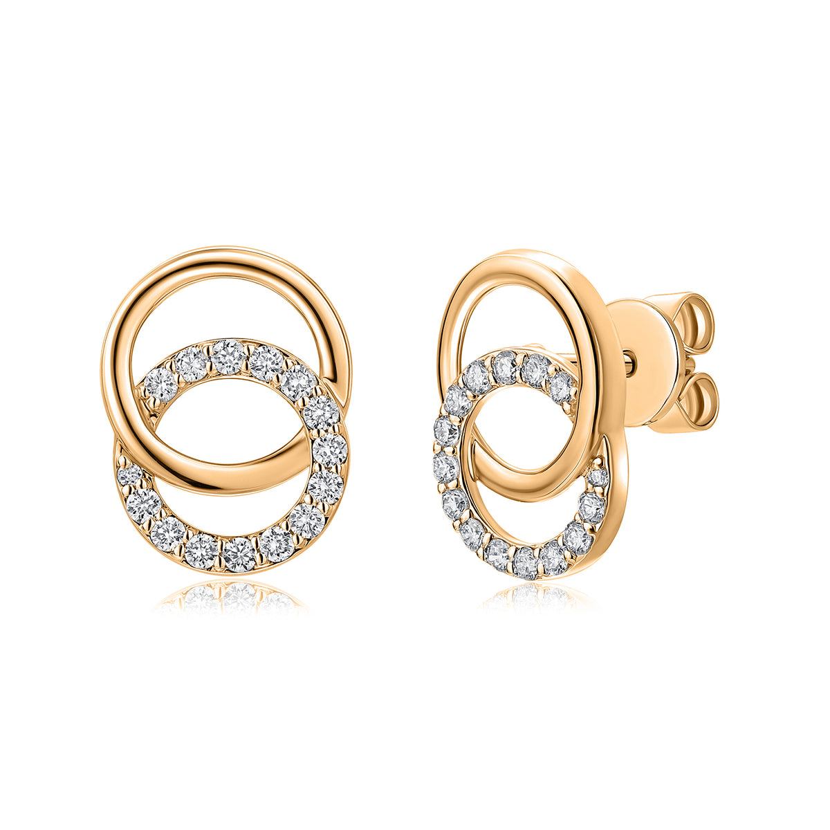 Interlocking Circles Natural Diamond Earrings in 18K Yellow Gold CK174765