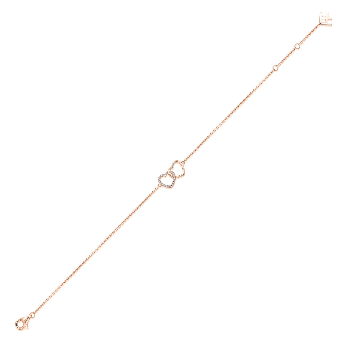 Interlocking Heart Natural Diamond Bracelet in 18K Rose Gold CK174799