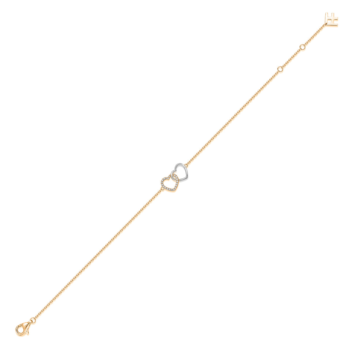 Interlocking Heart Natural Diamond Bracelet in 18K Two-Tone Yellow & White Gold CK174781