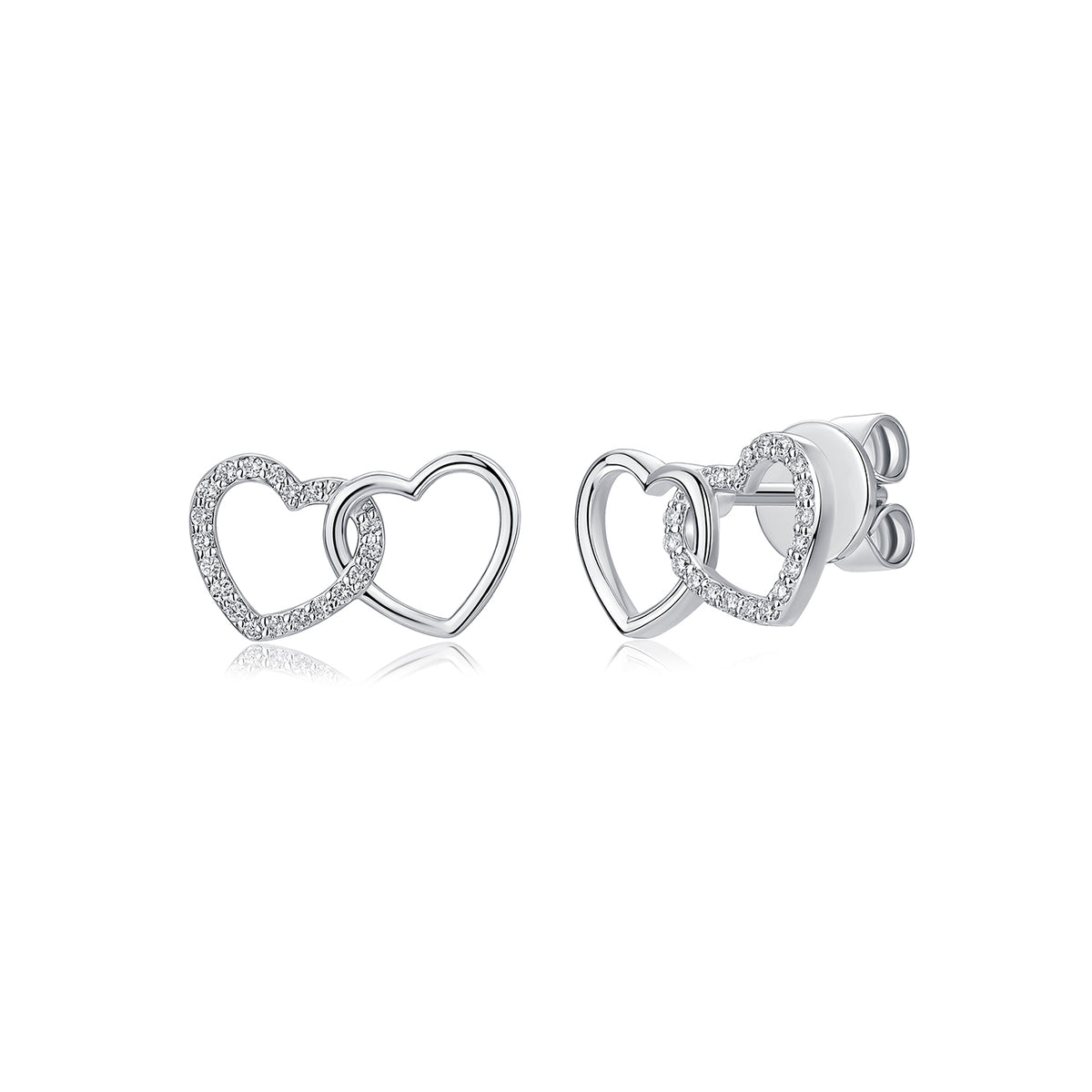 Interlocking Heart Natural Diamond Earrings in 18K White Gold CK174755