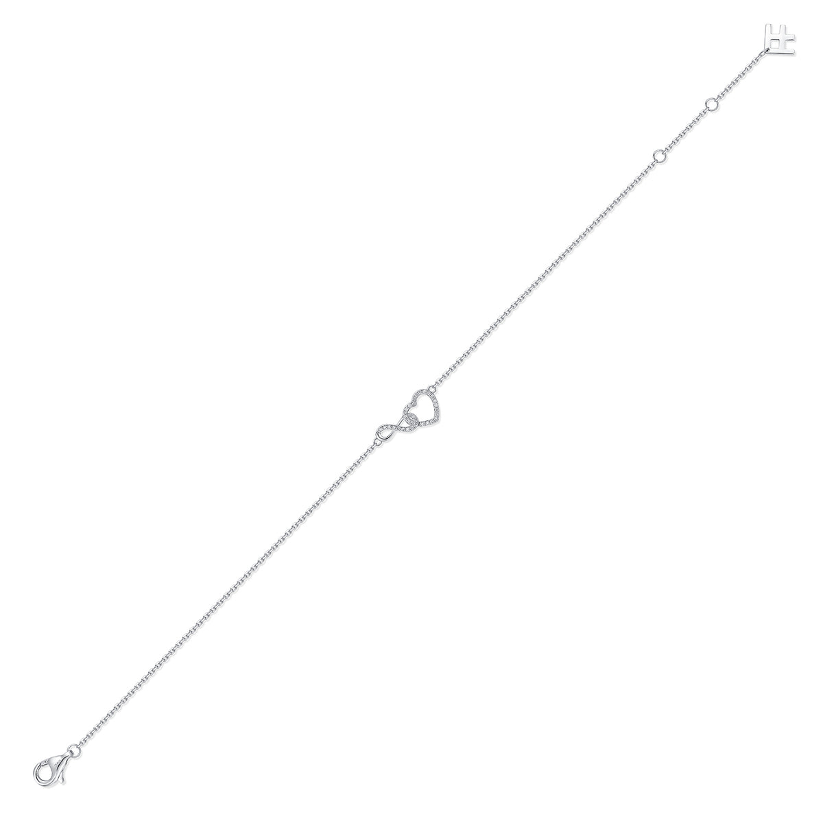 Interlocking Infinity Heart Natural Diamond Bracelet in 18K White Gold CK174792