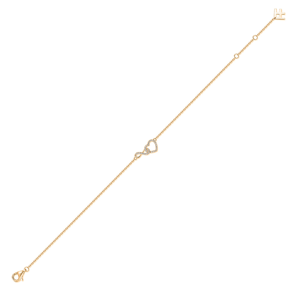 Interlocking Infinity Heart Natural Diamond Bracelet in 18K Yellow Gold CK174811