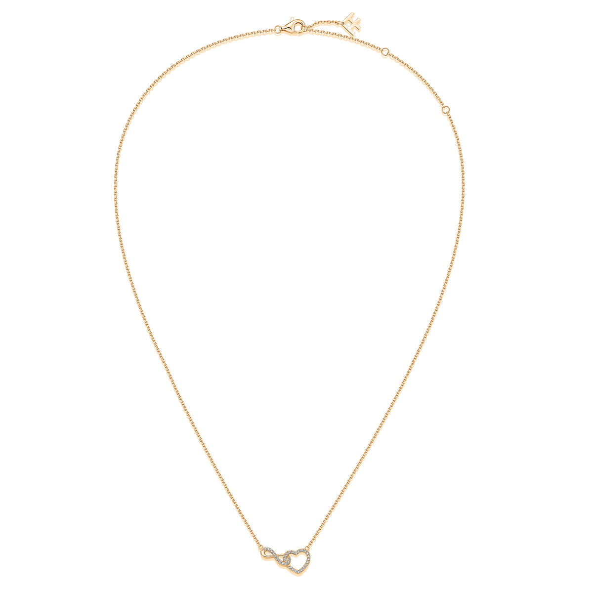 Interlocking Infinity Heart Natural Diamond Necklace in 18K Yellow Gold CK174873