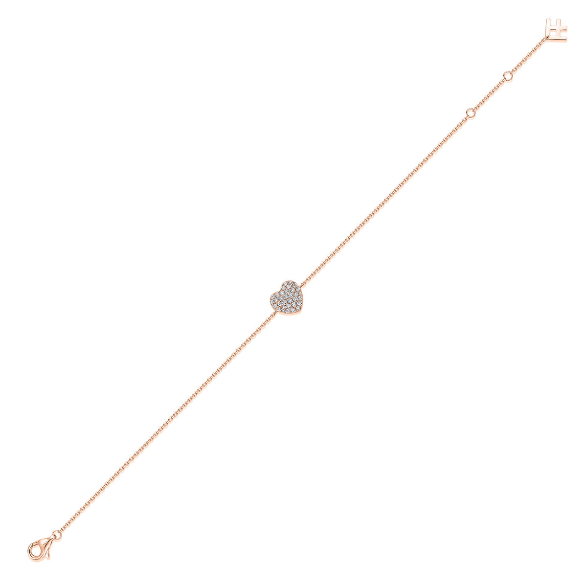 Pavé Heart Natural Diamond Bracelet in 18K Rose Gold CK174774